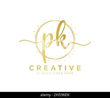 PK feminines Logo. Verwendbar für Natur, Salon, Spa, Kosmetik und Beauty Logos. Flaches Vektor-Logo-Design-Template-Element. Stock Vektor