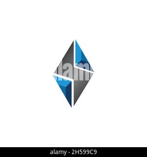 vektor-Illustration. Das Logo ist in Form eines glänzenden Kristall-Felsblitz. Business und Beratung. Stock Vektor
