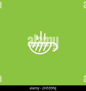 vektor-Illustration. Logo mit einer Tasse Form (Tee oder Kaffee), die natürliche und Kräuterblätter ähnelt. Essen, trinken und gesund. Stock Vektor