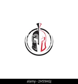 vektor-Illustration. Ein Logo mit einem Münzformkonzept mit einem spartanischen Helm. Sport. Stock Vektor