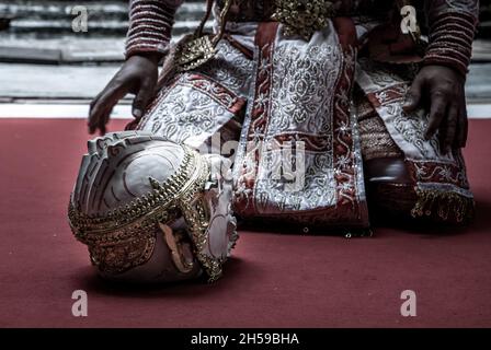 Schöne alte bildende Kunst Masken (Hanuman) oder Hua Khon für Tanz-Performance ist Thai traditionellen Tanz des Dramas Ramayana Epos.Khon ist Kunst Kultur Stockfoto