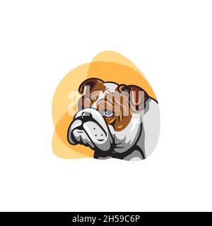 Das Logo hat die Form eines Bulldog-Kopfes, mit einem Hauch von moderner Eleganz. Stock Vektor