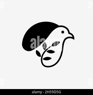 Illustration eines Vogel- und Blattlogo-Vektorkonzepts Stock Vektor