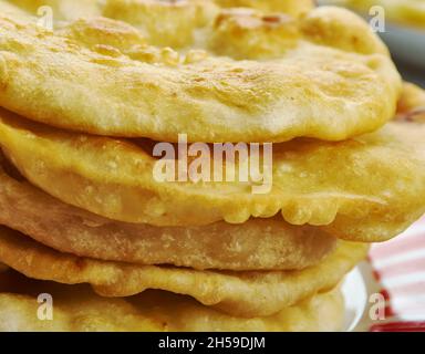 Frybread Navajo, Navajo Tacos, Indisches Fry Bread Stockfoto