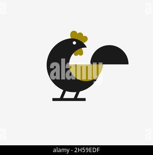 Abstrakte geometrische Hähnchen Hahn Logo Vektor Illustration Stock Vektor