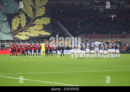 Mailand, Italien. November 2021. Serie Ein Spiel zwischen AC Mailand und dem FC Internazionale im Giuseppe Meazza Stadium, am 07. November 2021 in Mailand, Italien (Foto: Mairo Cinquetti/Pacific Press) Quelle: Pacific Press Media Production Corp./Alamy Live News Stockfoto