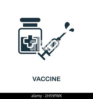 Impfstoffsymbol. Monochromes Schild aus der Impfsammlung. Kreative Illustration für Impfstoffsymbole für Webdesign, Infografiken und mehr Stock Vektor