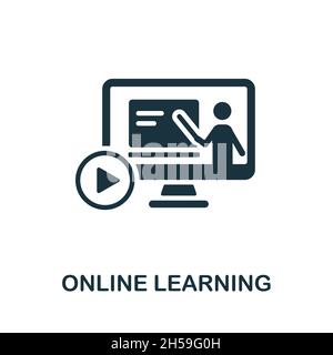 Symbol für Online-Schulungen. Monochromes Schild aus der Universitätssammlung. Creative Online Learning Icon Illustration für Webdesign, Infografiken und mehr Stock Vektor