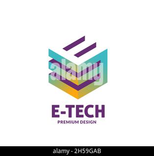 Anfangsbuchstabe E Logo als Würfeldesign bunter Vektor Stock Vektor
