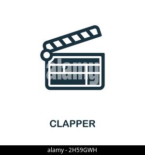 Klapper-Symbol. Monochromes Schild aus der Sammlung der Videoproduktion. Creative Clapper Icon Illustration für Web-Design, Infografiken und vieles mehr Stock Vektor