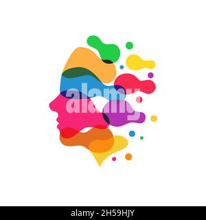 Illustration des abstrakten menschlichen Kopfes mit bunten Punkt oder Punkt Vektor Vorlage, innovative Brainstorming kreativen Vektor Stock Vektor