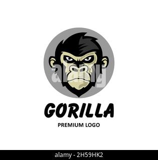 gorilla Kopf Logo Vektor Illustration, alte Tier Gorilla Logo Design Stock Vektor