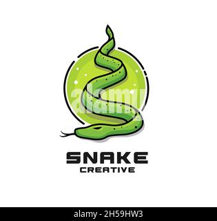 Grüne Schlange mit Kreis Symbol Vektor-Illustration Stock Vektor