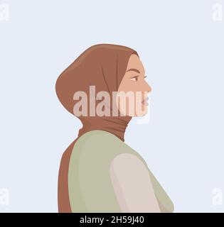 Muslimische schöne Frau in Hijab Vektor Illustration, muslimische Frau Vektor Stock Vektor