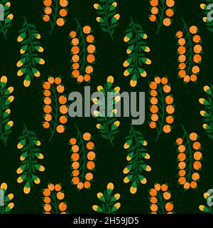 Nahtlose Muster floralen Hintergrund.Botanische Pflanze wiederholen Motiv.schöne Beerenzweig Ornament. Stock Vektor