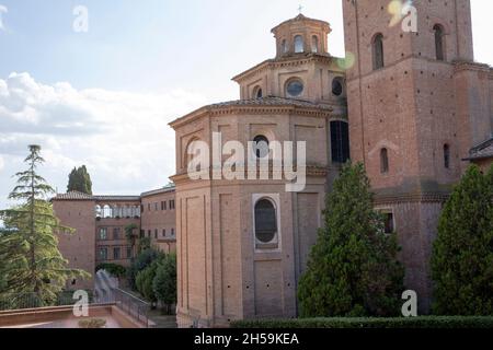 Asciano (SI), Italien - 15. August 2021: Abtei Monteoliveto Maggiore, Asciano, Siena, Toskana, Italien Stockfoto