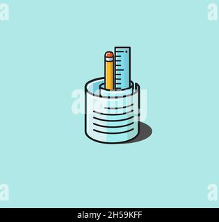 Bildlaufpapier, Stift- und Linealsymbole Stock Vektor