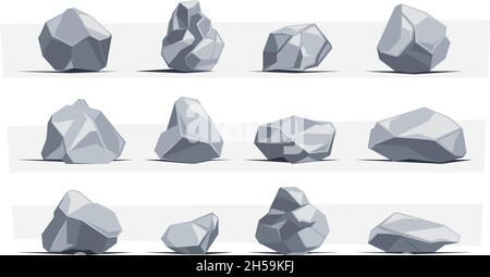 Natursteine. Power rocks Mineralien Sammlung grellen Vektor Steine isoliert gesetzt Stock Vektor