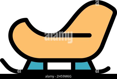 Lustige santa Schlittenikone. Skizzieren lustige santa Schlitten Vektor-Symbol Farbe flach isoliert Stock Vektor