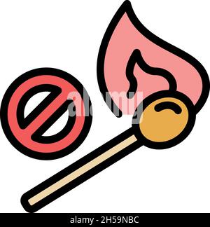 Symbol „Flammenholz passt“. Kontur Flamme Holz entspricht Vektor Symbol Farbe flach isoliert Stock Vektor