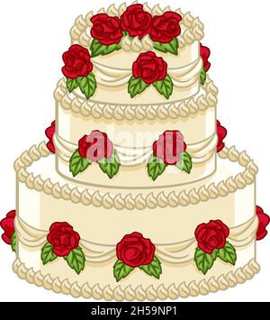 Hochzeit Tiered Cake Cartoon Food Illustration Stock Vektor