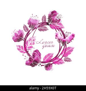 Ein Kranz aus rosa Blumen. Vektorgrafik Stock Vektor