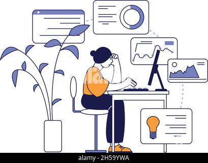Programmierer bei der Arbeit. Geek arbeitet, App-Entwickler am Computer. Ingenieur Codierung, Hacker Charakter. Aktueller Vektor für Technologie-Service oder Web-Support Stock Vektor
