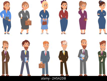 Bürokaufleute eingestellt. Corporate Professionals, Manager und Geschäftsleute. Professionelle Arbeiter, isoliert Cartoon-Team anständige Vektor-Charaktere Stock Vektor
