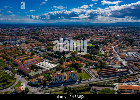 Pisa aus der Luft | Pis in Italien von oben Stockfoto