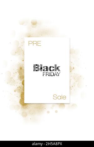 Stilvolles Pre Black friday Sale Label oder Aufkleber mit goldenem Glitter. Stockfoto