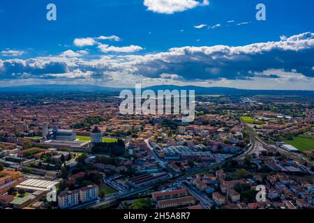 Pisa aus der Luft | Pis in Italien von oben Stockfoto