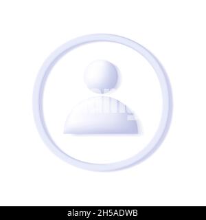 3D Symbol des Benutzerprofils, konvexe Volumenform der Person in einem Kreis Stock Vektor