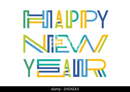 Moderner Schriftzug Happy New Year auf Weiß Stock Vektor