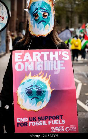 Zentrum Von London 06.11.2021. Demonstration, die Maßnahmen gegen die Klimakrise fordert. Stockfoto