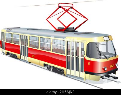 Urban Tram verfügbares EPS-10 Vektorformat durch Gruppen getrennt für einfache Bearbeitung Stock Vektor