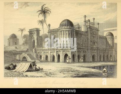 Verlassene Herrenhäuser in Alt-Delhi aus dem Buch „The Oriental Annual, OR, Scenes in India“ von Rev. Hobart Caunter Herausgegeben von Edward Bull, London 1838 Stiche nach Zeichnungen von William Daniell Stockfoto