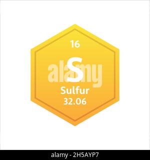 Schwefelsymbol. Chemisches Element des Periodensystems. Vektorgrafik Stock Vektor