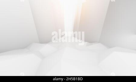Abstrakter weißer Hintergrund futuristischer Korridor, 3d-Illustration Stockfoto
