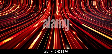 Farbenfroher abstrakter Panoramafenster: Lichtstreifen/Balken. (Auto Backplate, 3D Rendering Computer digital generierte Illustration.) Stockfoto