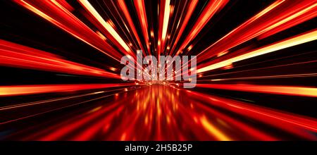 Farbenfroher abstrakter Panoramafenster: Lichtstreifen/Balken. (Auto Backplate, 3D Rendering Computer digital generierte Illustration.) Stockfoto