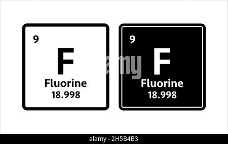 Fluor-Symbol. Chemisches Element des Periodensystems. Vektorgrafik. Stock Vektor