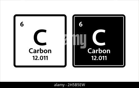 Kohlenstoffsymbol. Chemisches Element des Periodensystems. Vektorgrafik. Stock Vektor