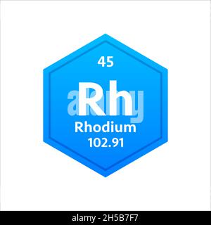 Rhodium-Symbol. Chemisches Element des Periodensystems. Vektorgrafik Stock Vektor