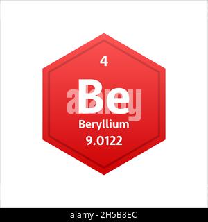 Berylliumsymbol. Chemisches Element des Periodensystems. Vektorgrafik. Stock Vektor