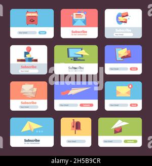 Abonnent-Formulare. Webbox Design-Vorlage für Benutzer Abonnenten Anmeldung Layout grellen Vektor-Illustrationen Stock Vektor