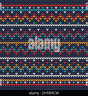 Gestricktes Folk-Ornament. Nahtlos gestrickter Hintergrund Stock Vektor