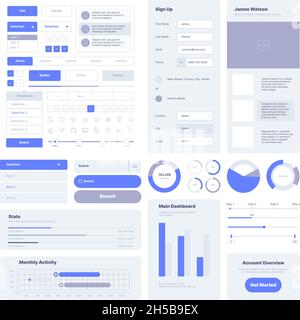 UI-Kit. Benutzer-Layout-Elemente für Web-Design-Projekte und mobile Anwendungen Elemente grellen Vektor-Vorlagen Stock Vektor