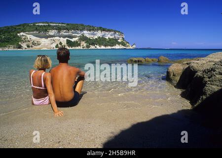 SANTA MANZA BAY, BONIFACIO, CORSE DU SUD (2A), FRANKREICH Stockfoto