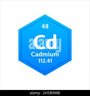 Cadmium-Symbol. Chemisches Element des Periodensystems. Vektorgrafik. Stock Vektor