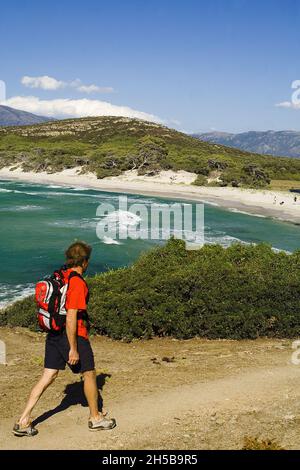 WANDERN ENTLANG DER KÜSTE, SALECCIA, DESERT DES AGRIATES, NORDEN KORSIKAS (2 B), KORSIKA, FRANKREICH Stockfoto